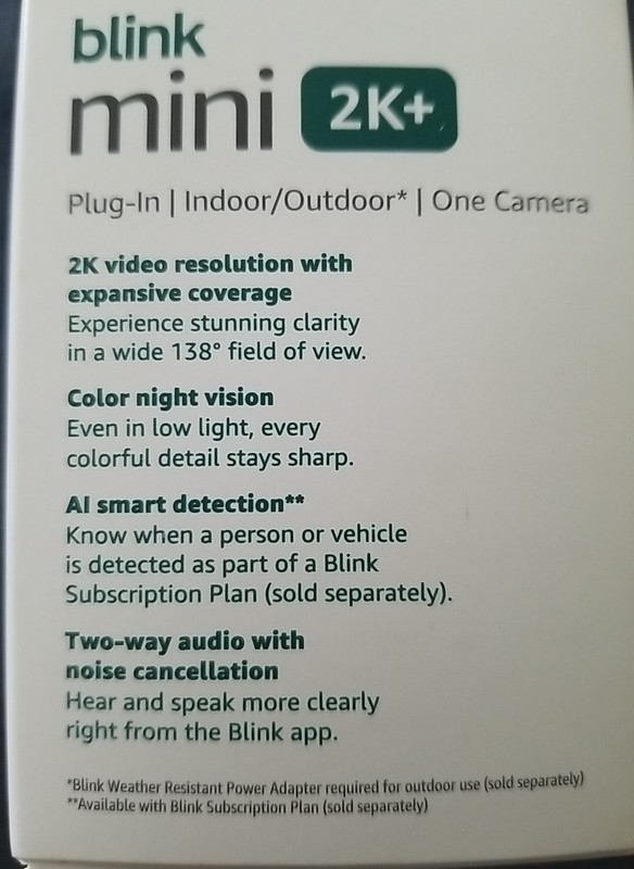 Blink - Mini 2K+ Compact plug-in security camera, 2K video resolution, color ... gallery