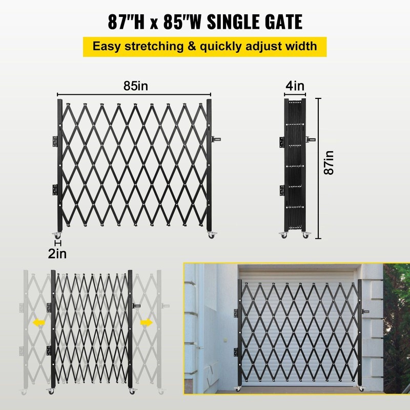 Black Powder-Coated Folding Gate, 85x85in Expanded, Single-Fold, G14 Steel gallery