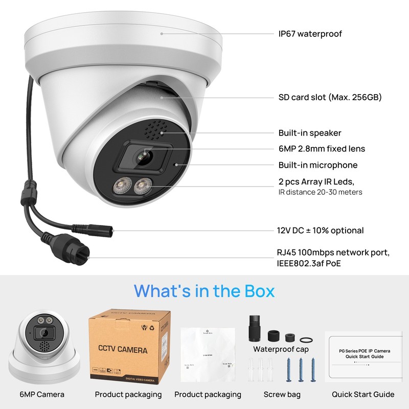 VIKYLIN Turret POE IR30M 6MP IP Surveillance CAMERA MIC&Speaker Outdoor CCTV US gallery