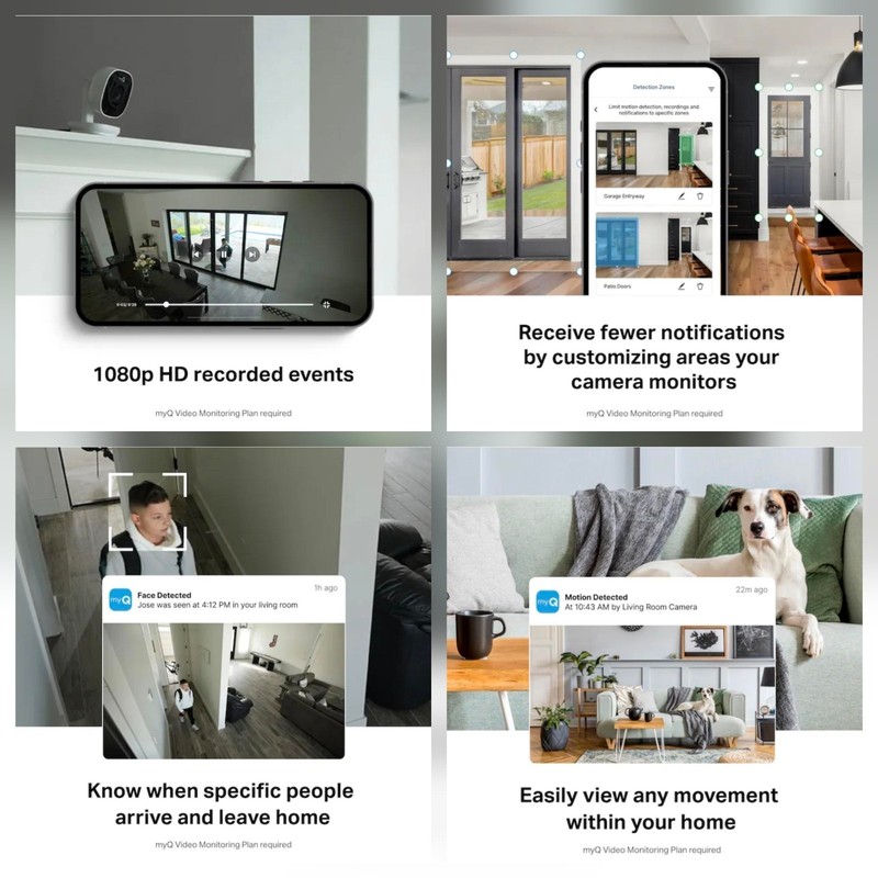 myQ Smart Indoor Garage Security Camera – 1080p HD Video, Night Vision, Motion gallery