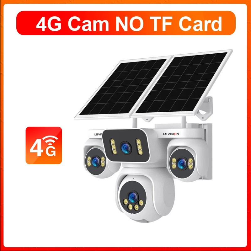 AOV 4G LTE Solar Camera 20MP Four Lens 12X Zoom Outdoor Security Camera 24/7 AOV