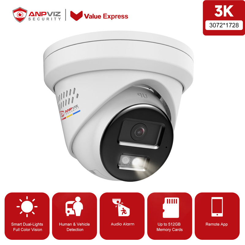 Anpviz 5MP Two Way Audio PoE Camera Active Audio Alarm Security Camera Outdoor