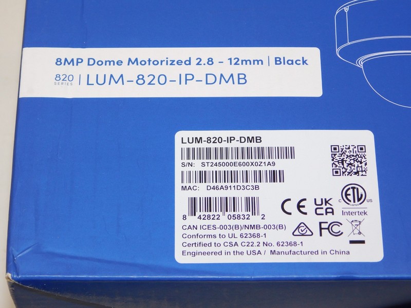New Luma LUM-820-IP-DM 820 Series 8MP Dome IP Outdoor Camera 2.8-12mm Lens Black gallery