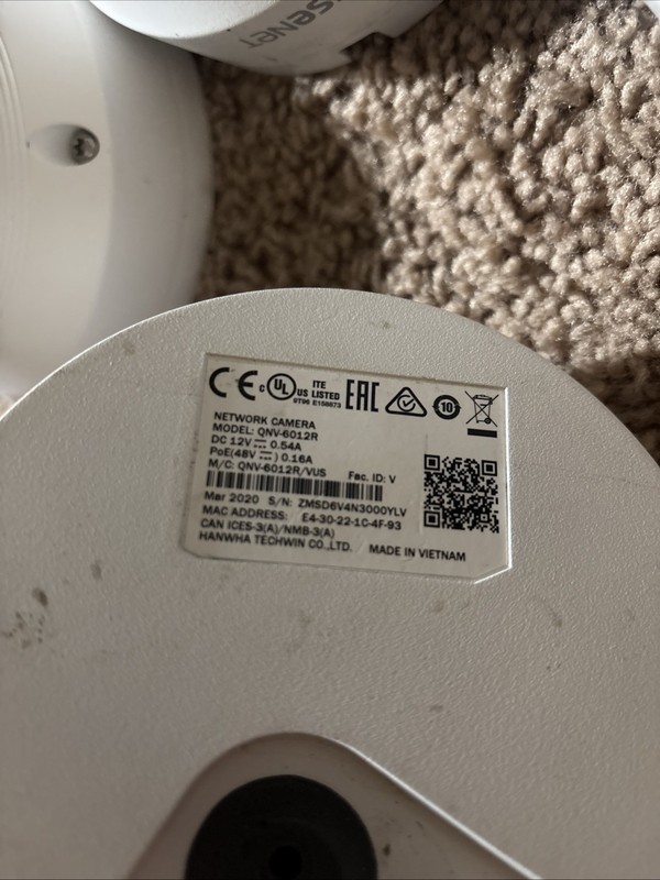 Hanwha Vision Wisenet QNV-6012R1 Network 2MP IR Vandal Dome Camera Set of 5 gallery