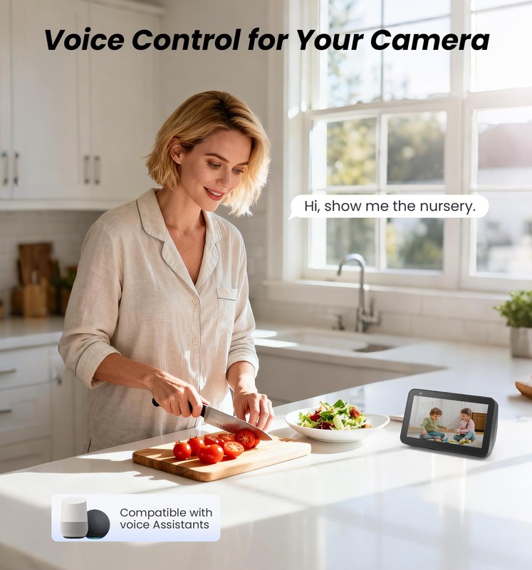Veise 2K Indoor Security Camera 2.4GHz, 360° Pan/Tilt Pet Camera with Motion Tra gallery