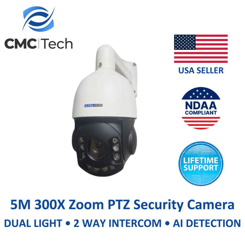 5M 300X ZOOM PTZ SECURITY CAMERA AI DETECTION POWER DUAL LIGHT 2WAY INTERCOM