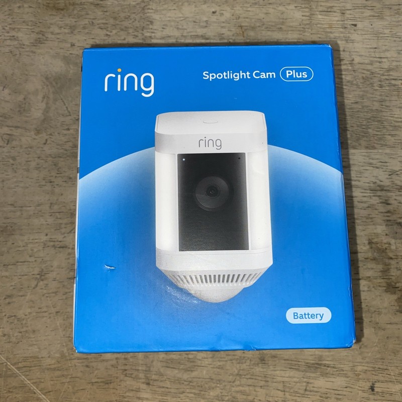 Ring – Spotlight Cam Plus Outdoor/Indoor Wireless 1080p Battery Camera – White