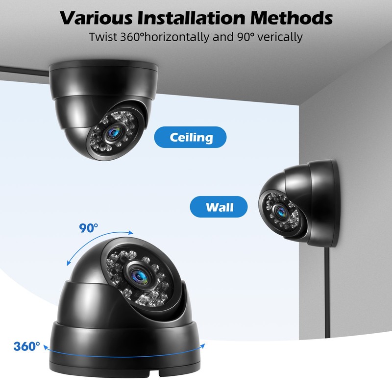 Black 5MP 5-in-1 Full Color Security Camera 2 Pack Day Night Surveillance Cam gallery