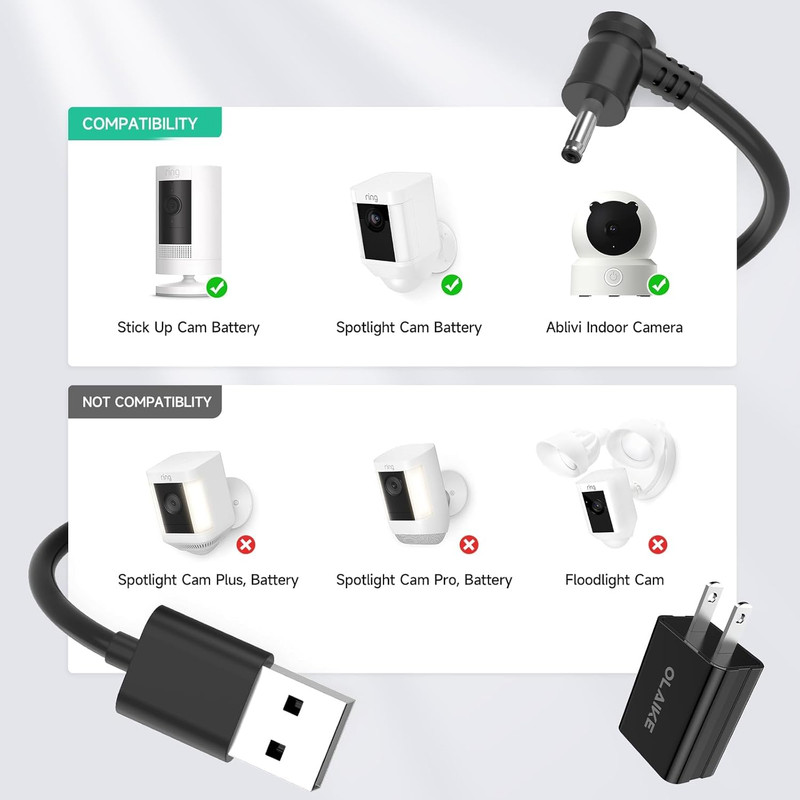 Indoor/Outdoor Power Adapter for Ring Stick up Cam Battery 3Rd Gen/2Nd gallery