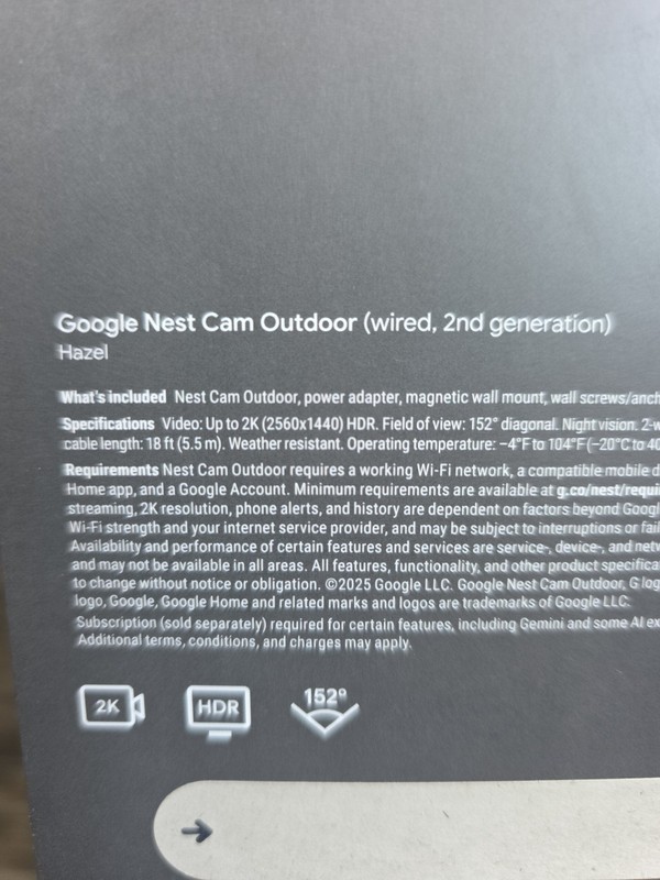 Google Nest Cam (2nd-Gen) Security Camera Hazel Wired 2-Way Audio Night Vision gallery