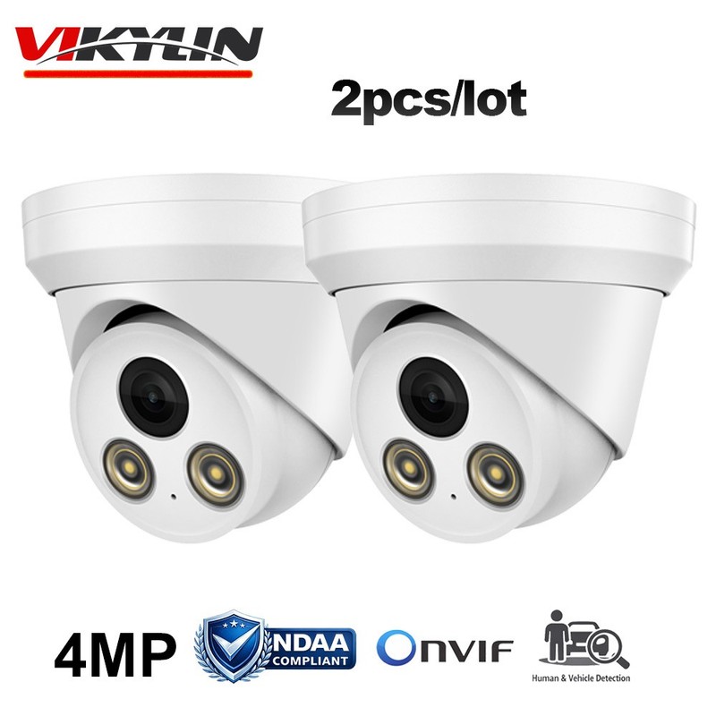 2pcs Vikylin Full Color 4MP Security IP Camera with Audio POE Outdoor Onvif CCTV