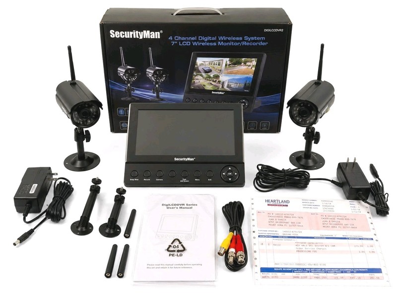 SecurityMan DIGILCDDVR2 4-Channel Wireless 7″ LCD – 2 Camera Security System NOB