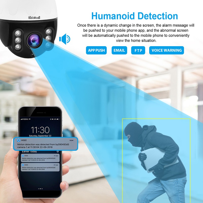 JideTech 5X Optical Zoom Camera 5MP PTZ Outdoor WiFi Camera With Auto Tracking gallery