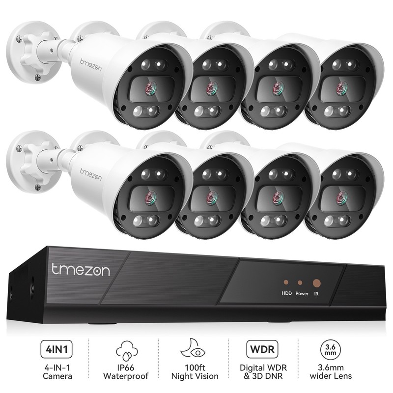 8CH 5MP DVR Security Camera System Home Outdoor Color Night Vision IP66 CCTV