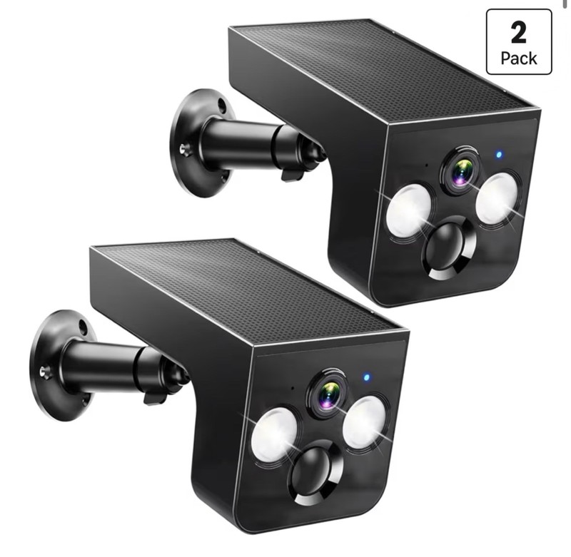 TOVDOR 2K Solar Wireless Wi-Fi Outdoor Cameras 2-Pack Black gallery