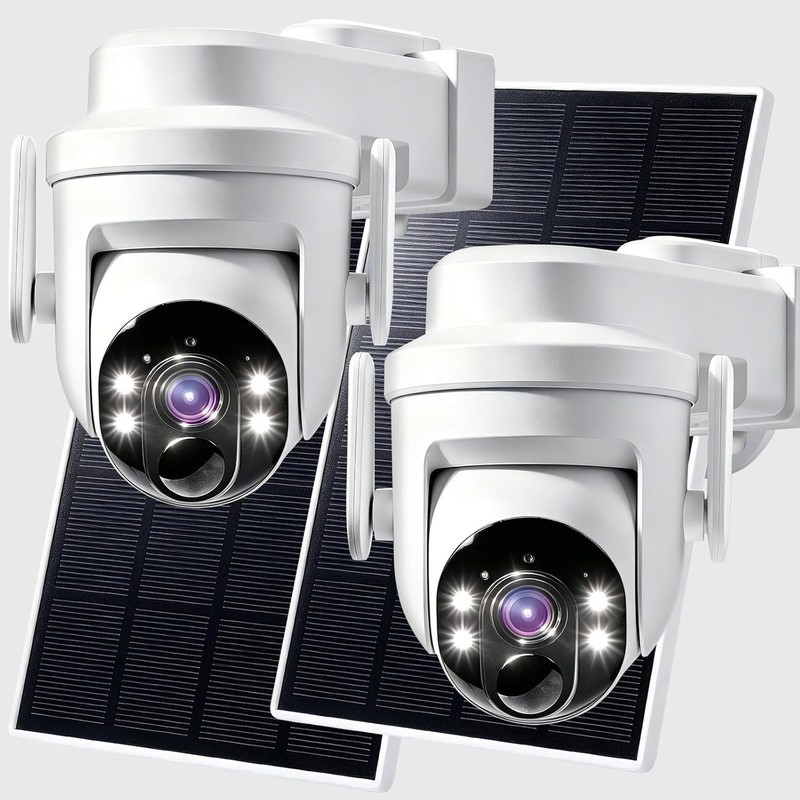 2K Solar Security Wireless Camera Outdoor 2Pack WiFi Battery Camera 360 Pan/Tilt