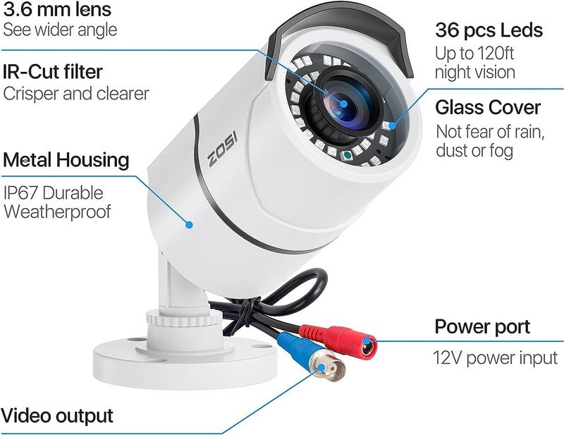 ZOSI 2.0MP 120ft 1080P Night Vision CCTV Security Outdoor TVI Bullet Camera gallery
