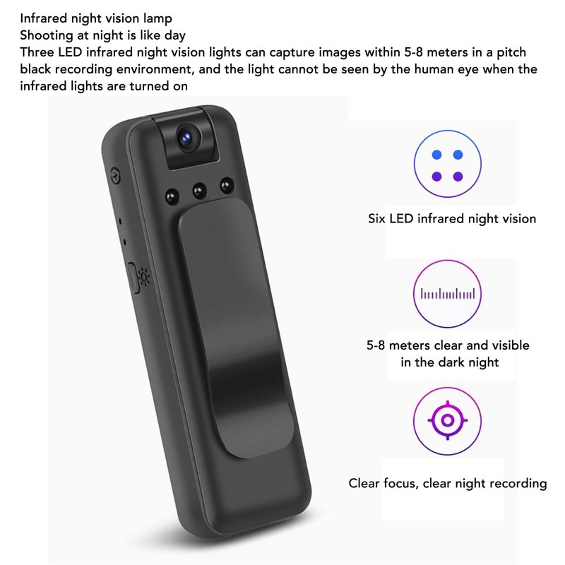 Mini Body Camera 1080P Clip Audio Video Recorde 180° Rotatable Infrared Night gallery
