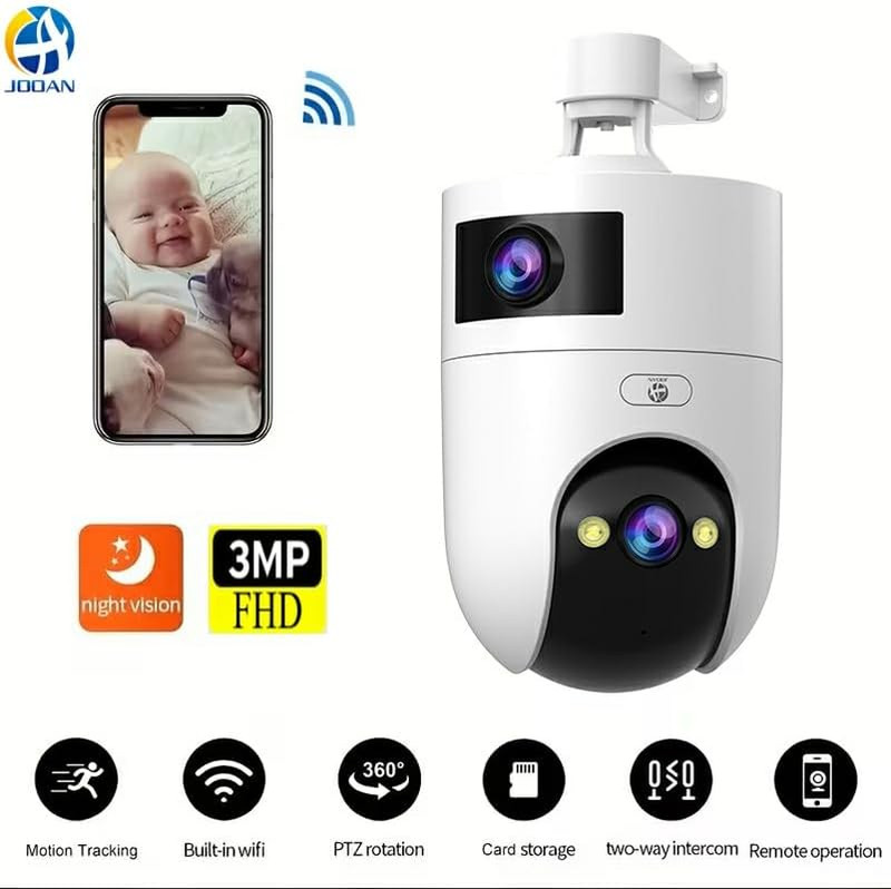 Dual Lens Security Camera Outdoor, 3MP FHD Wifi PTZ Home Security Camera with 36 gallery