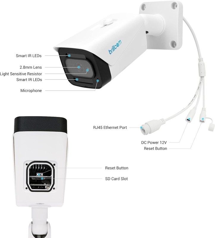 2pcs Brillcam 5MP PoE Bullet Cameras BRC-B780 Live View For Android/IOS Devices gallery