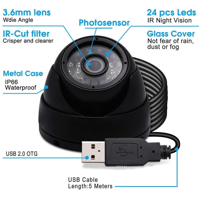Waterproof USB with 80ft Night Vision, HD 720P Outdoor Indoor Day Night Video... gallery