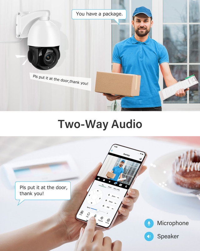 4K 8MP Outdoor PTZ IP POE Camera 20X Optical Zoom Auto Tracking 320ft IR Night gallery