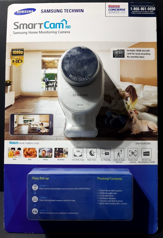 NEW Samsung Techwin SmartCam HD Wifi Office Home Monitoring Camera SNH-E6413BN