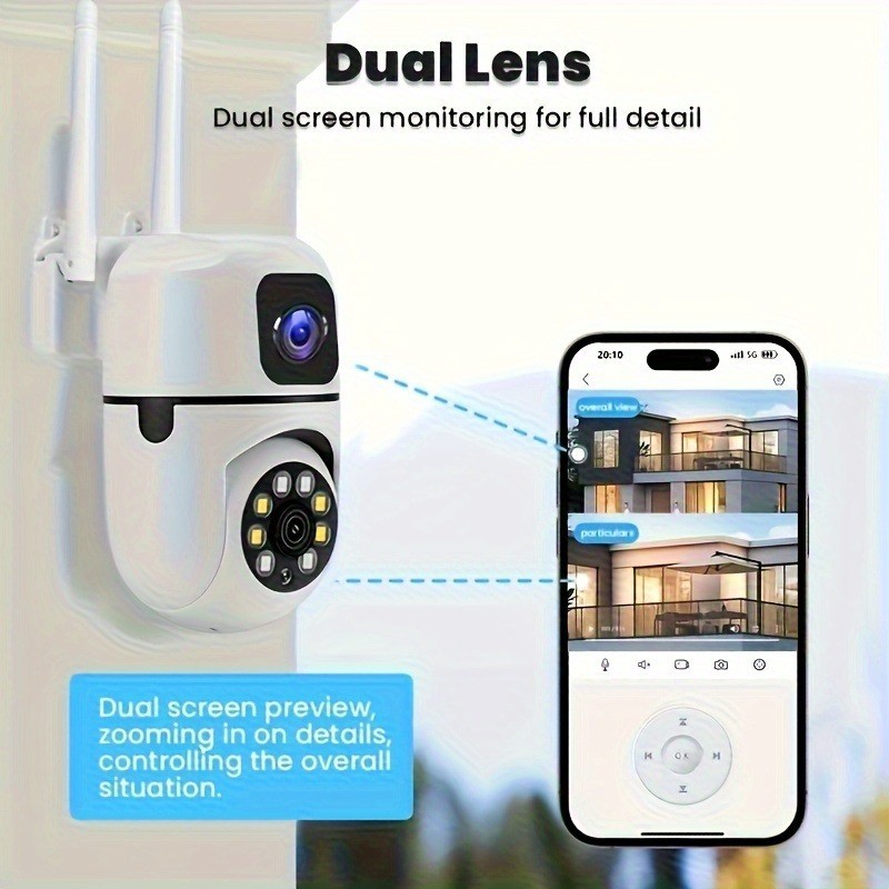 3PCS Dual Lens Outdoor Security Camera 5G WiFi Night Vision PTZ Auto Tracking gallery