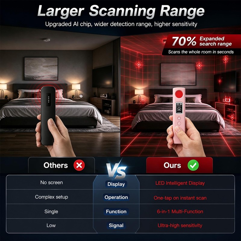 Hidden Camera Detector, 6-in-1 Anti-Spy Camera Finder w/LED Screen, GPS Track... gallery