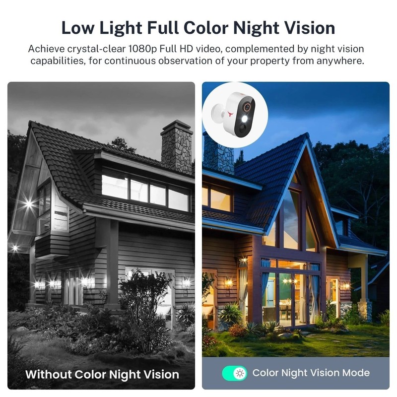 2 Pack Wireless Security Camera System Smart Night Vision Outdoor WiFi Cameras gallery
