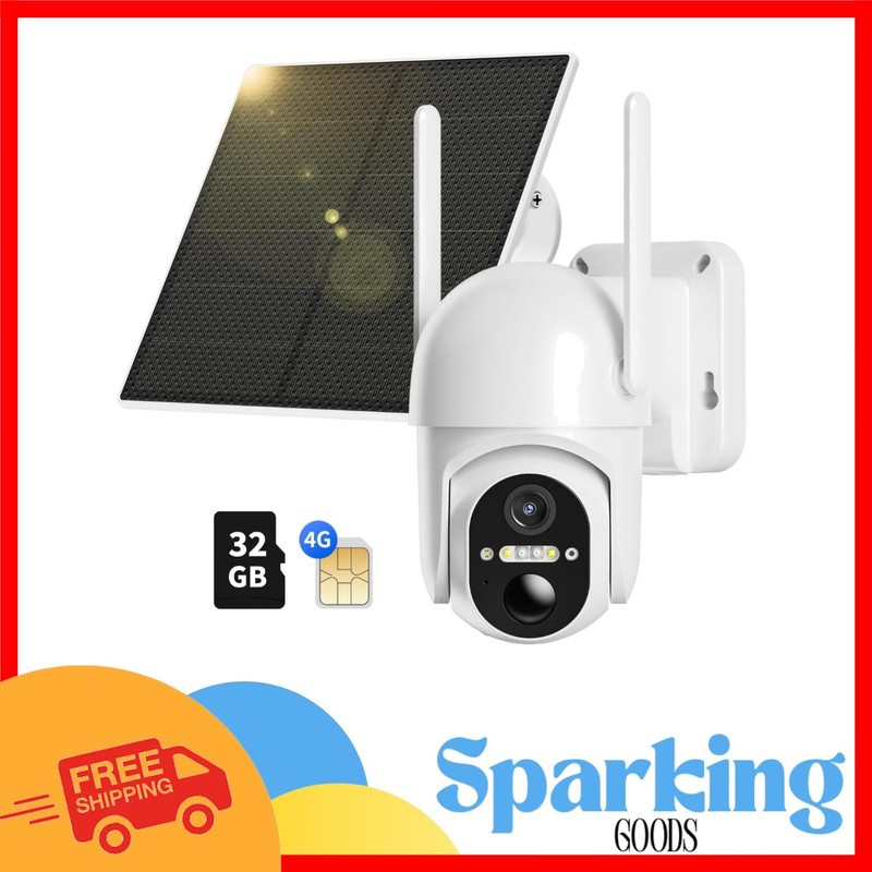 Wireless 4G LTE Outdoor Security Camera with SIM Card & Solar Power – 360° View