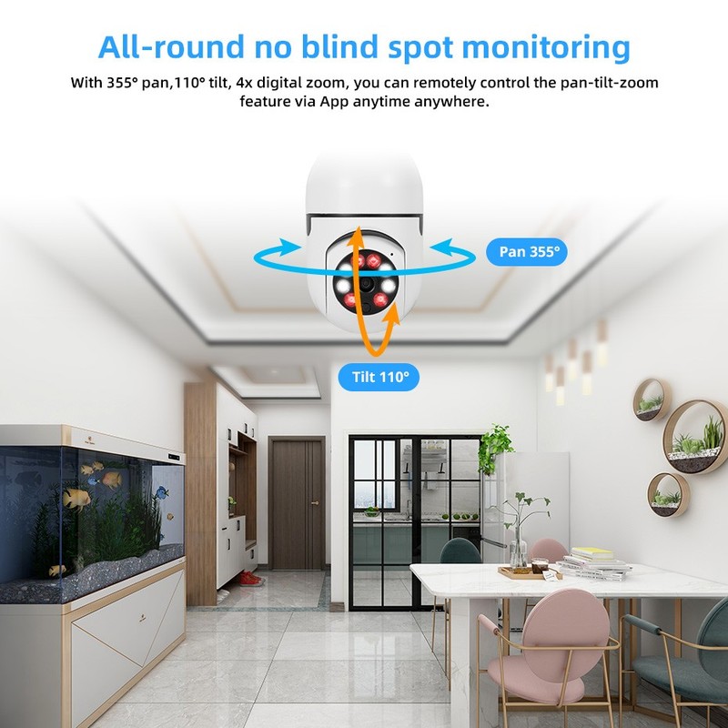 2X 360° 1080P IP E27 Light Bulb Camera wifi IR Night SmartHome Wireless Security gallery