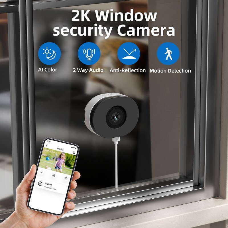 4MP 2.5K Window Camera Wireless Security Camera Color Night Vision 5G&2.4G WIFI gallery