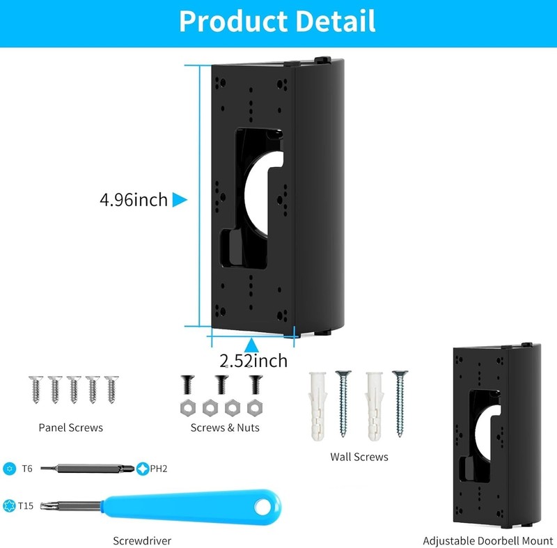 Adjustable 30 to 55 Degree Doorbell Angle Mount Compatible with Most Video Do... gallery