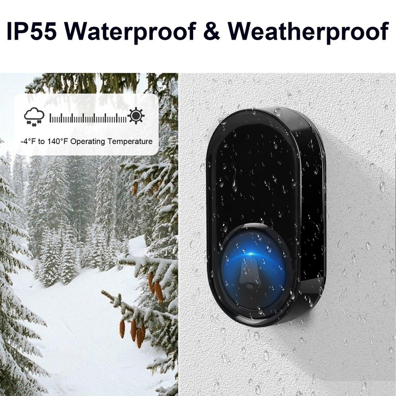 Wireless Doorbell with 3 Receivers 1 Button, 3 + 1 Black gallery