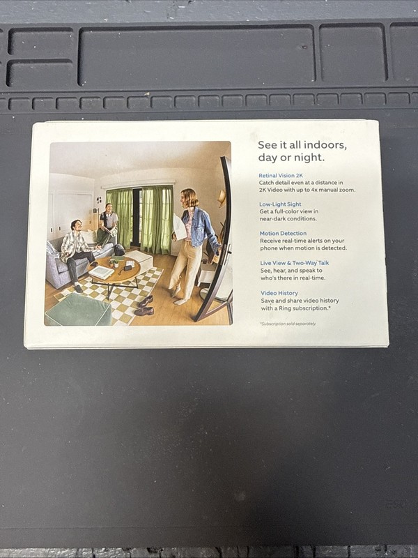 Ring Indoor Cam Plus, Plug-In, Retinal Vision 2K , Black, *NEW and SEALED* gallery