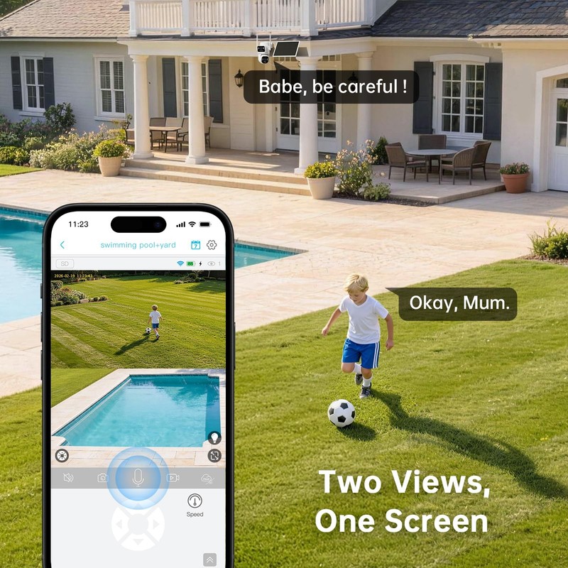 Dual-Lens Solar Security Cameras Wireless Outdoor, 2 Pack, 2K+2K Dual Views, ... gallery