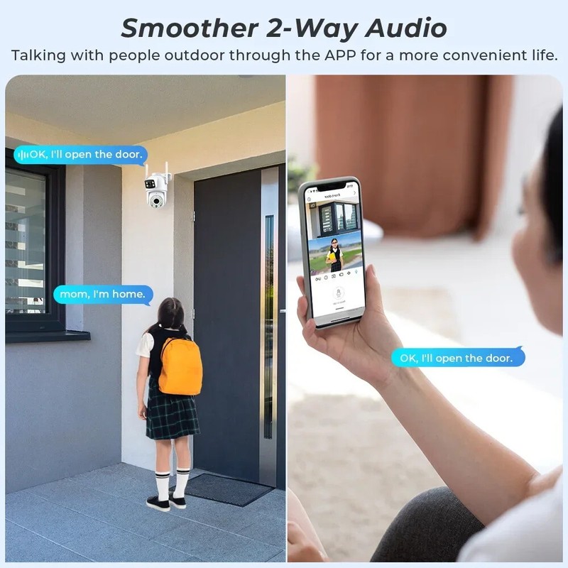 8MP WiFi Camera PTZ Dual Screen AI Auto Tracking Night Vision CCTV Surveillance gallery