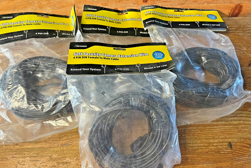Defender Security Cameras Extension Wire 4 Packs 60 Ft DF10W New 4 Pin-Din