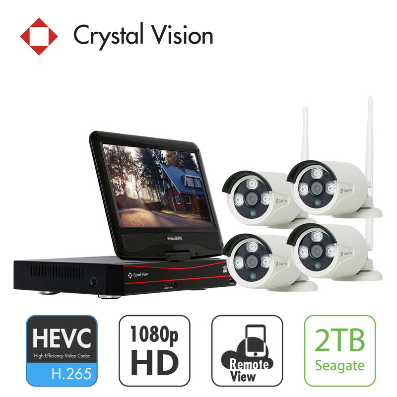 Crystal Vision CVT804A-20WB 4CH HD Wireless Surveillance System NVR CCTV 2TB