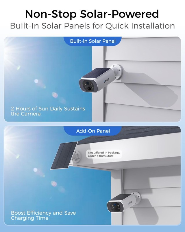 obligz Solar Security Cameras Wireless Outdoor, 4MP Cameras for Home Security... gallery