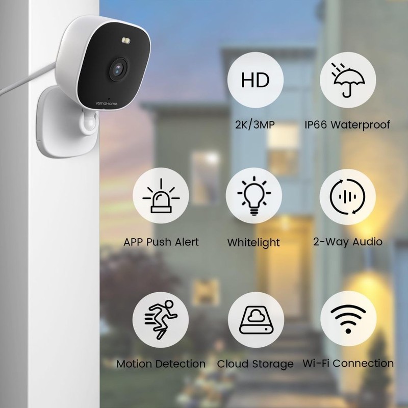 VSMAHOME 2K Security Camera Outdoor,WiFi Plug-in Home Camera with 8X Zoom,IP66 gallery