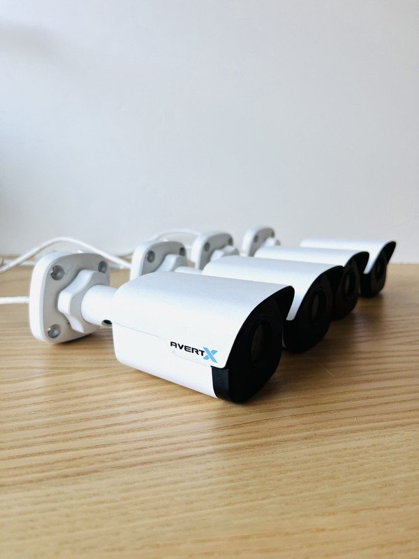 Lot of 4 AvertX AVX-HD420IR 4MP PoE IP Bullet Security Camera, Night Vision