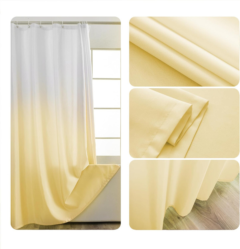 Yellow Ombre Shower Curtain 72x72 inch Modern Fabric with 12 Hooks gallery