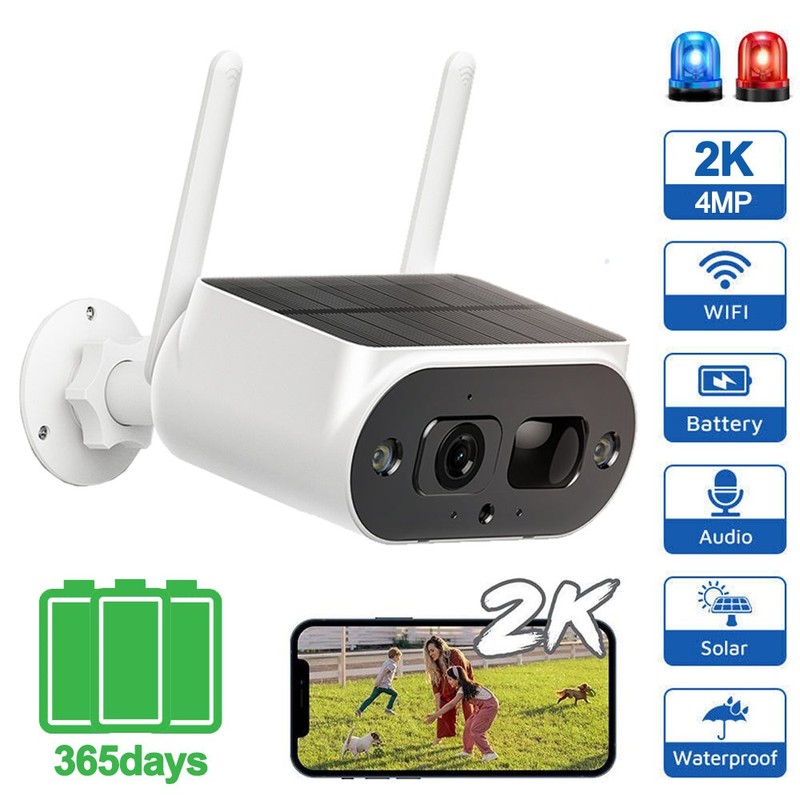 Camera Monitor 4MP Home Security System Wireless Outdoor Solar Battery 2way Talk