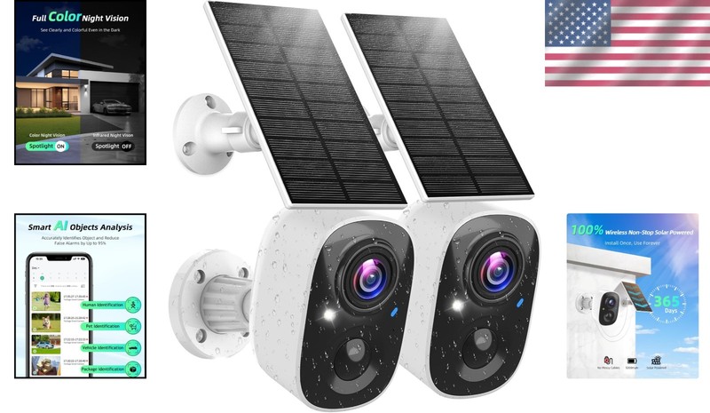 Weatherproof 2K Outdoor Camera, AI Motion Detection, 2 Pack gallery