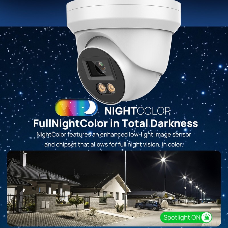 Vikylin 24H Full Color Turret Monitor 5MP Security POE Camera MIC Onvif Outdoor gallery