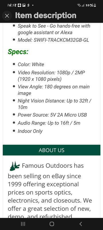Swann SWIFI-TRACKCM32GB-GL Indoor Tracker IP Security Camera gallery