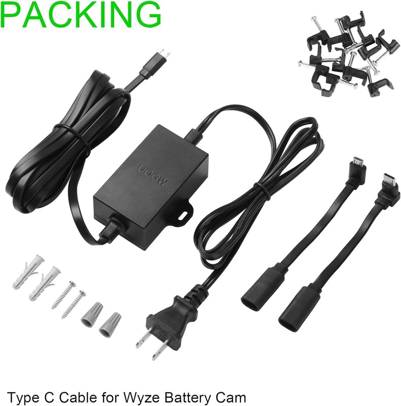 Uogw 50Ft/15m Outdoor Power Adapter Compatible with Wyze Cam V4,WYZE Black gallery