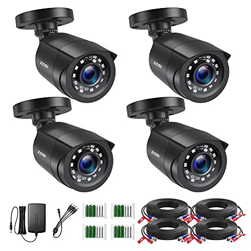 4 Camaras de Seguridad Sistema Vigilancia COMPLETO Impermeable Vision Nocturna